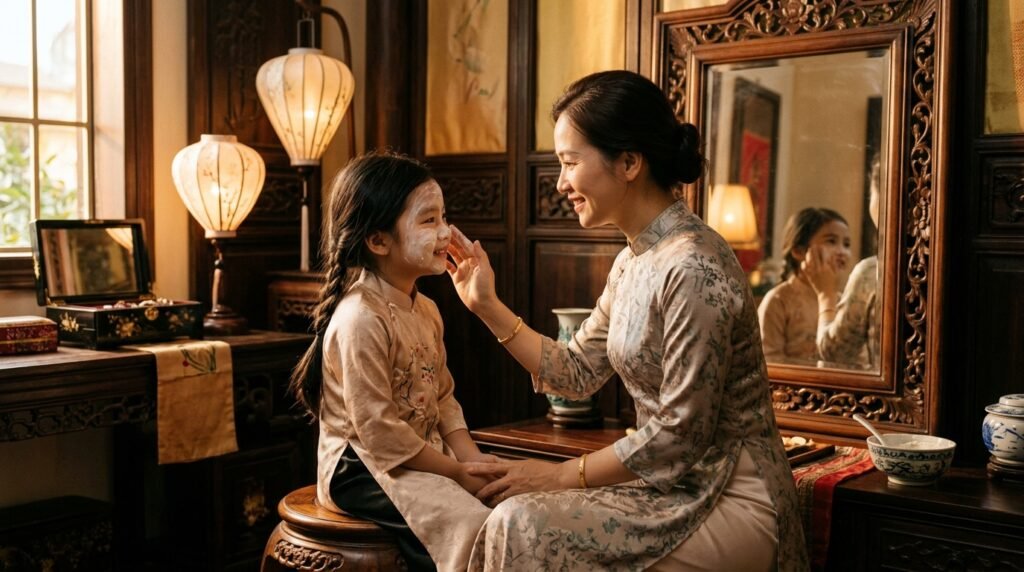La cosmetiques à base de riz mother applying rice mask daughter 202605111011 2
